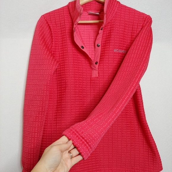 Columbia Saturday Trail Pullover Fleece Snap Neck Pink Textured Medium - Picture 4 of 11